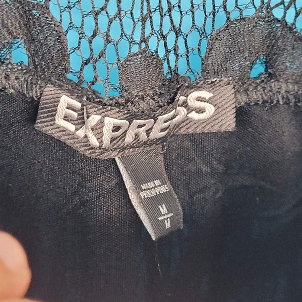 NWT Express Black Lace Maxi Dress Womens Medium Crochet Gothic feminine fitted - Picture 7 of 9